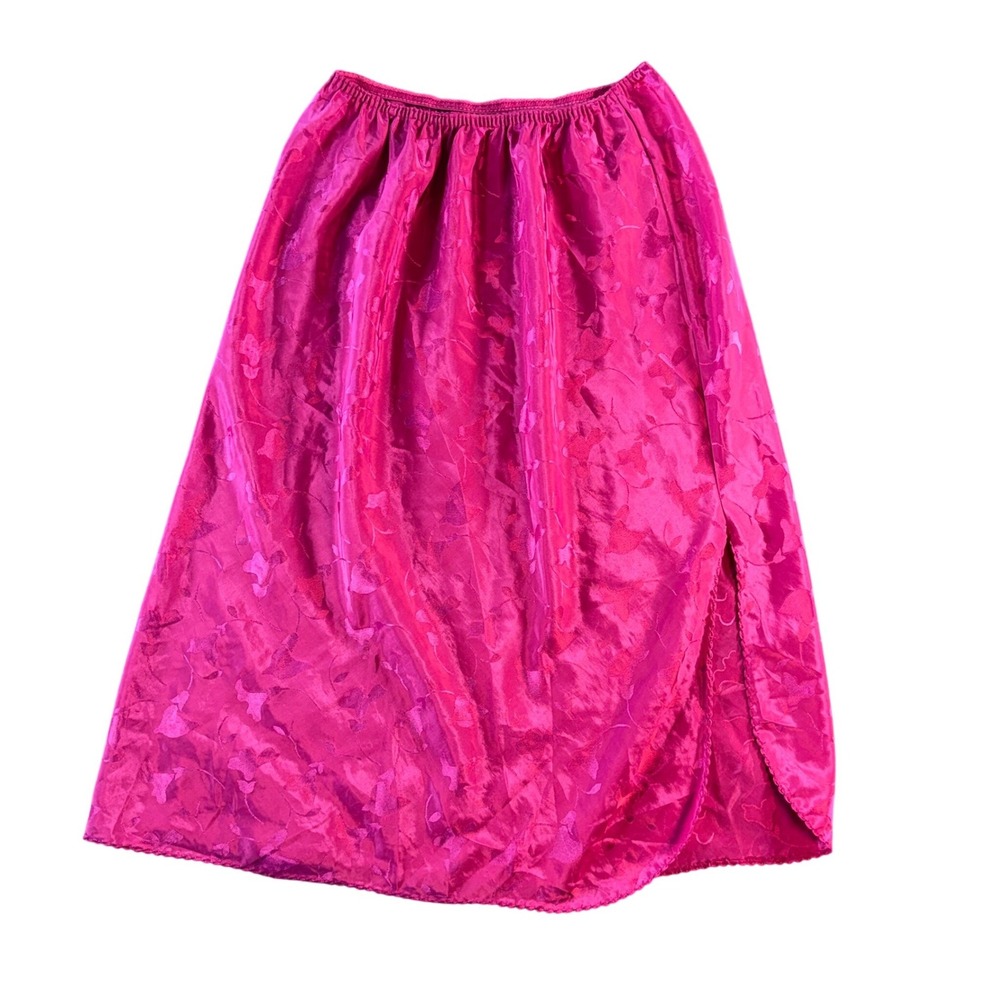 Barbiecore VTG Deena Pink Floral Jacquard Half Slip Skirt Lingerie Made in‎ USA